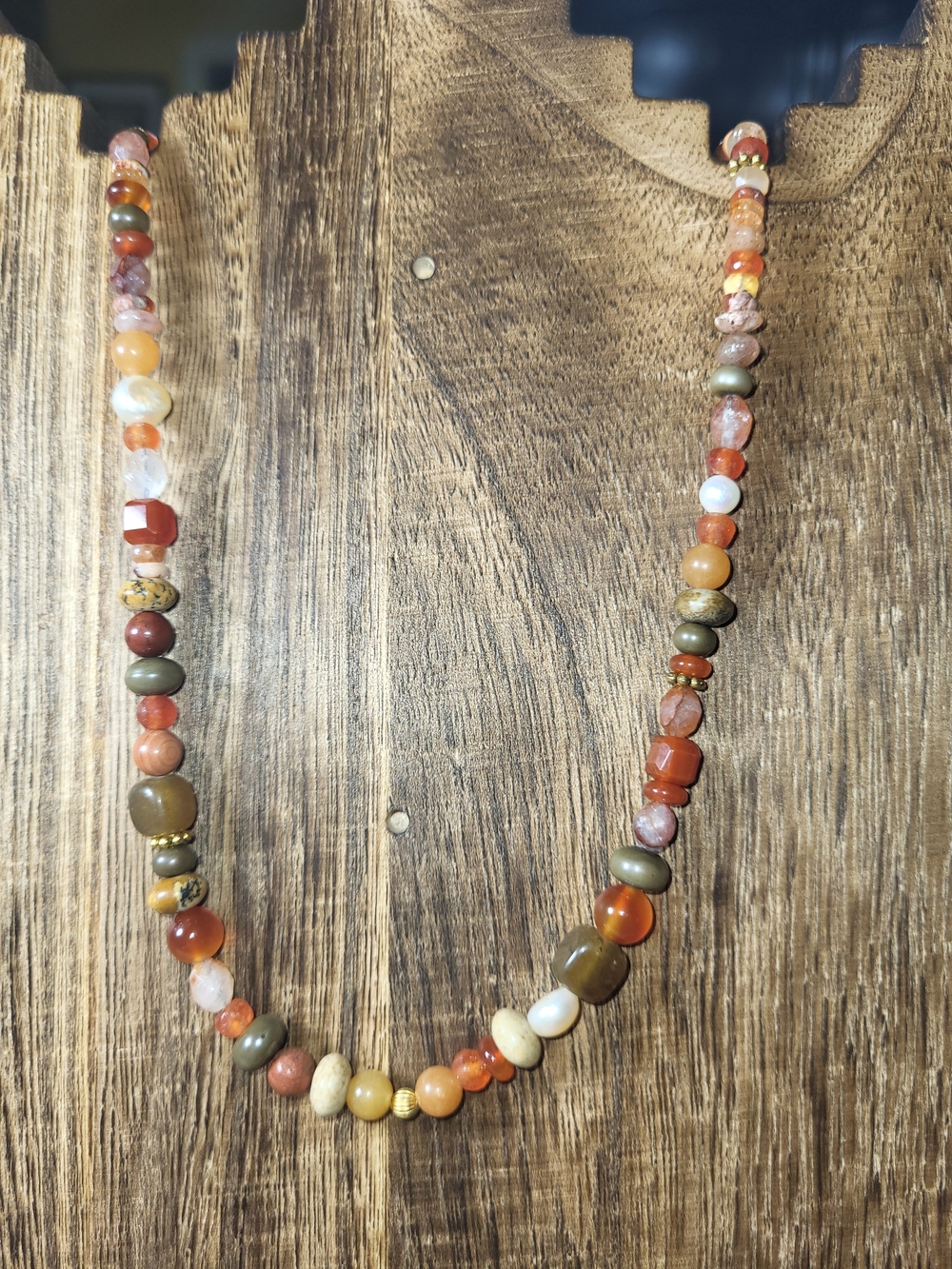 Multicolor Stone Bead Necklace - Women Jewelry 17.5 Inches